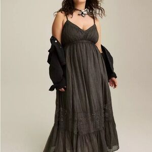 Torrid Festi Dark Gray Cotton Maxi Dress